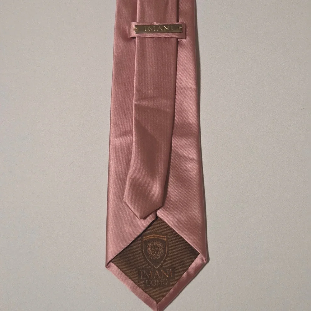 Imani Uomo Mens Silk‎ Touch Microfiber Satin Necktie Dusty Rose Pink Formal Tie